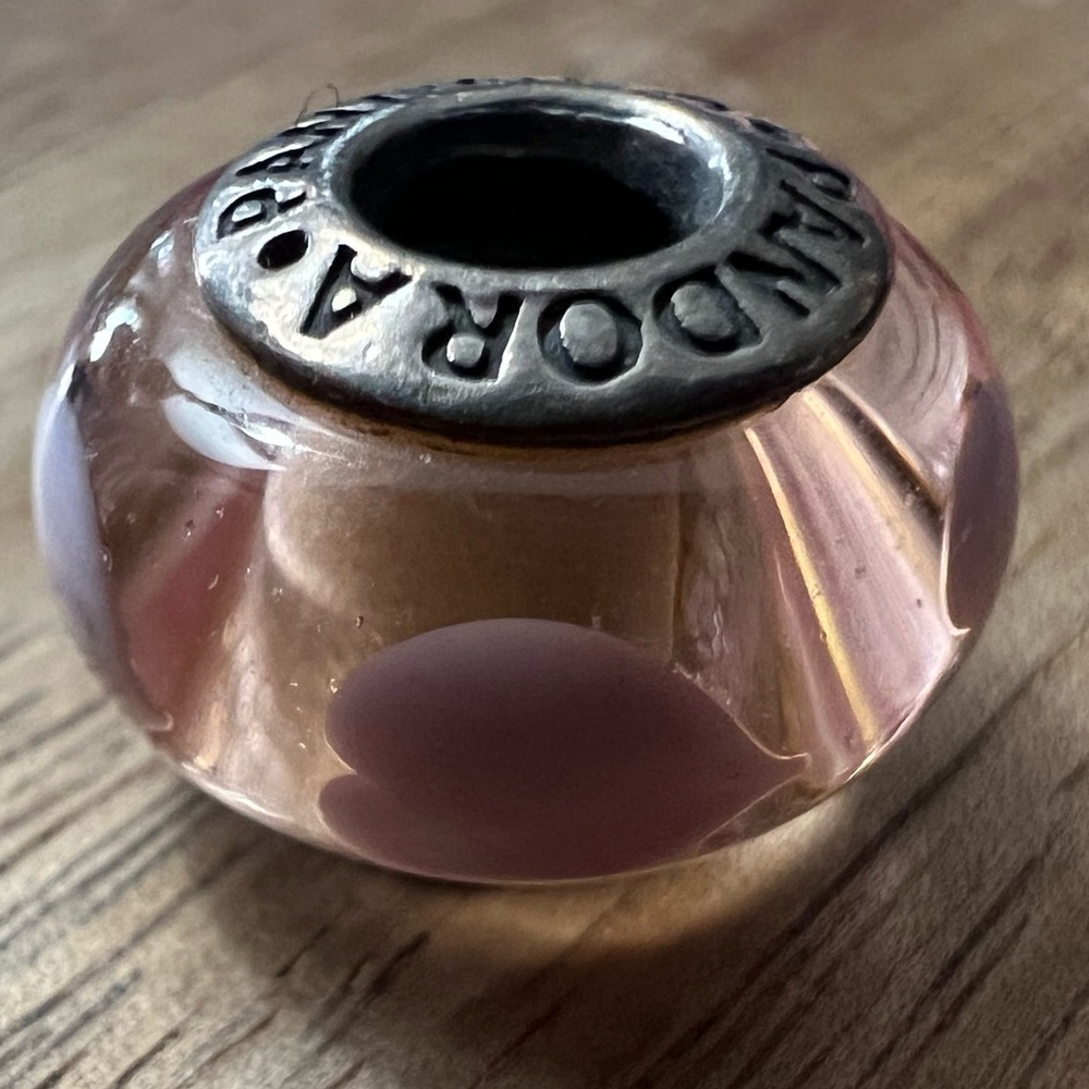Pandora Pink Heart Glass Charm 925 B35